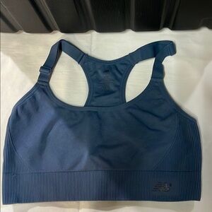 New Balance Blue Sports Bra with Racerback Design